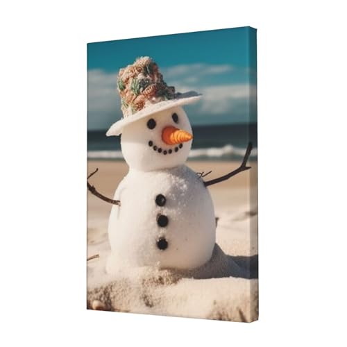 Toile bonhomme de neige plage LPSRTWE déco murale anti-stress pour bureau et salon terne
