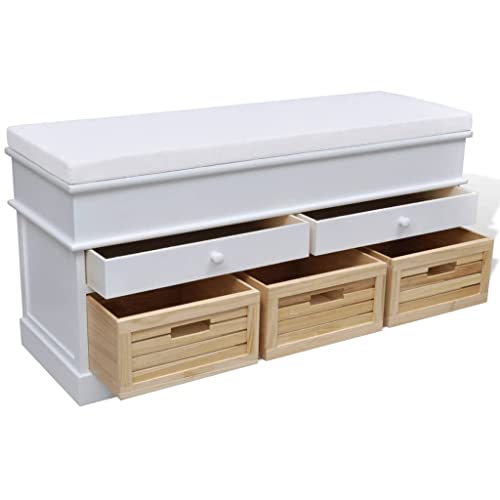Banc de couloir avec coussin blanc pour gagner de l'espace