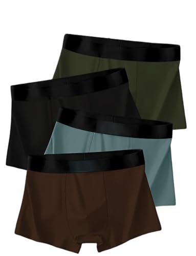 Image of Men's Soft Nylon Boxer Briefs Breathable Stretch Trunks with Elastic Waist Pack of 4