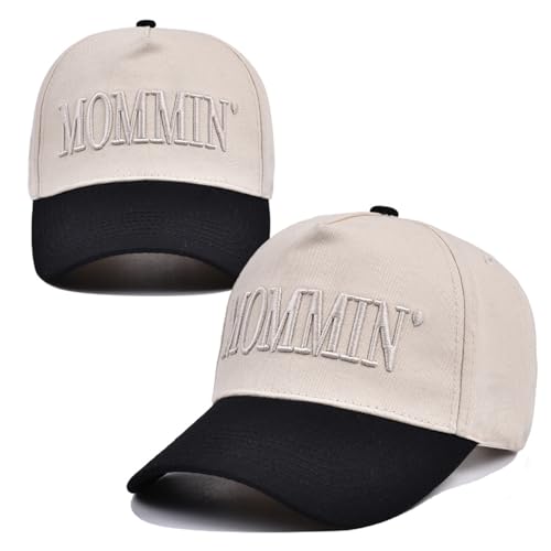 Image of Mommin Baseball Cap for Women Men Vintage Embroidered Mom Trucker Hat Adjustable Canvas Vintage Hat for Casual Wear