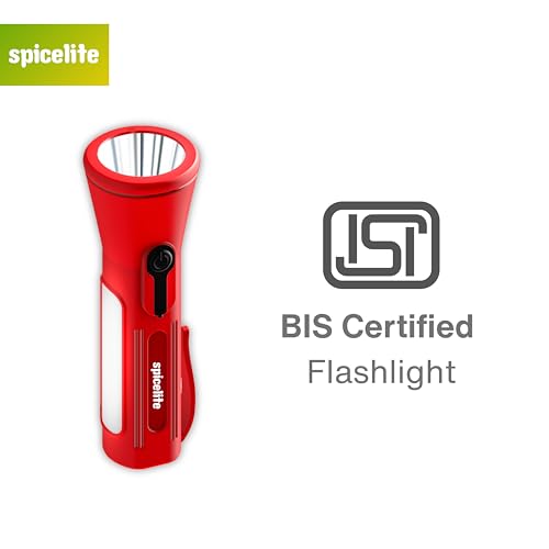 Image of Spicelite FLP 201 LED Torch | 6 Hours Runtime | USB-C Rechargeable Flashlights | Dual Light with SOS Mode | 200 Lumens with 500m Beam | Multicolour