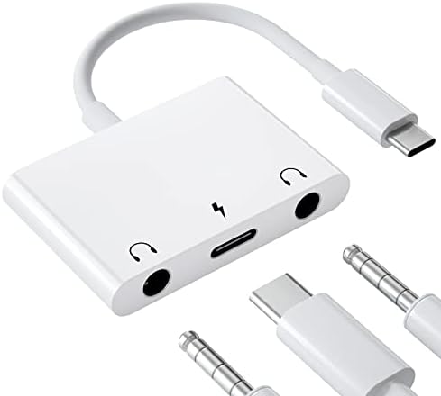 INSYSTEM USB C Headphone Adapter,3 in 1 USB C to 3.5mm Dual Headphone Jack Adapter,USB-C Audio Adapter with Type-c Fast Charging Port,Headphone Splitter Compatible iPad Pro,etc.