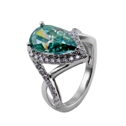 Bague émeraude véritable et moissanite anti-ternissement argent massif durable