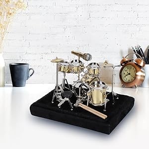 Miniatura 4 de Pssopp Mini modelo de batería de regalo, juego de batería de instrumentos musicales en miniatura, kit de batería de exhibición, modelo, mini adornos