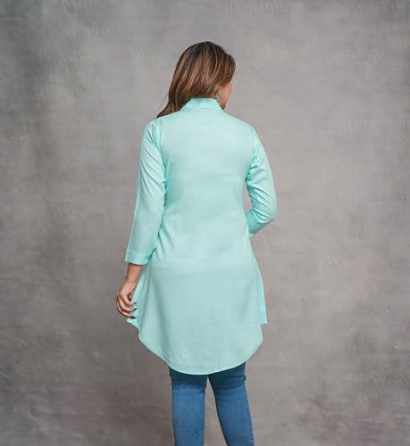 Image of Casual Full Sleeve Hand Embroidery Rayon Women's Long Shirt