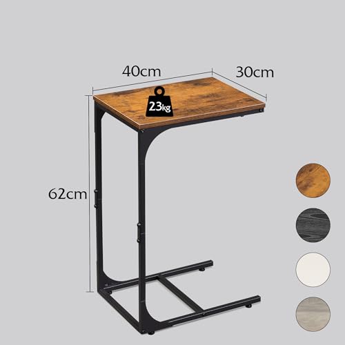 WLIVE Beistelltisch Couch, C Form Sofatisch, 30 x 40 x 62 cm, Beistelltische fürs Wohnzimmer, Schlafzimmer, Balkon (2, Rustikales Braun) – Bild 4