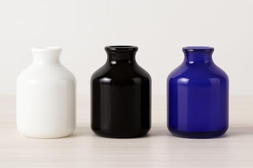 Image of Mkd2 Rise Ceramic Reed Diffuser Pot I Empty Aroma Pot - Set of 3 (Black, White & Blue) for Home Fragrance, Decor, Decoration
