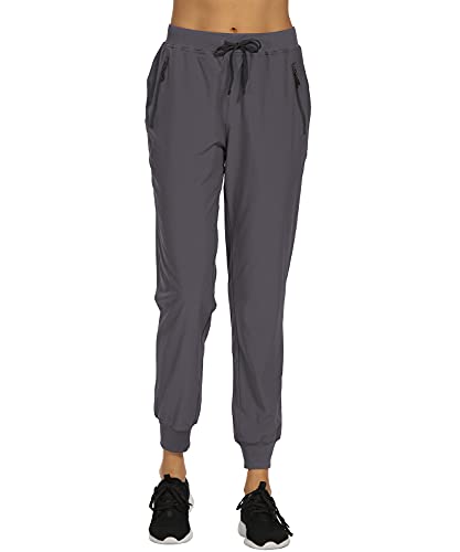 Women's Lightweight Sun Protection Pants Uv Walking Spf Quick Dry Loose Fit Water Resistant Elastic Waist Moisture Wicking Track Camping Fishing Hiking Mountain Upf Pants Zipper Pockets Deep Grey Xs #TOP1