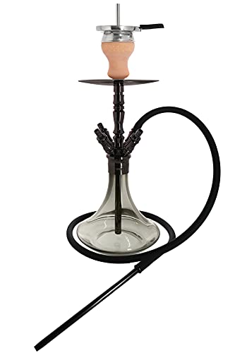 INOX Giza Shisha Set V2A Edelstahl Wasserpfeife 58cm 4 Anschlüsse mit Zubehör wie Schlauch Mundstück Kopf Zange…