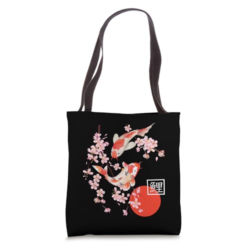 Cherry Blossom Koi Graphic Tote