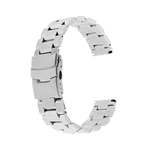 Image of Silver Stainless Steel Watch Band Strap Bracelet Double Clasp Links 20mm | Watches, Parts & Accessories | Wristwatch Bands