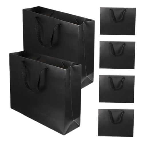 CALLARON 6個楽しいパーティー用ブラック紙袋 手提げ付き お誕生日やイベントに 小さなビジネスの バッグ 防水加工