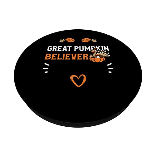 Pumpkin: Great Pumpkin Believer - Thanksgiving PopSockets Swappable PopGrip, Black - Image 2