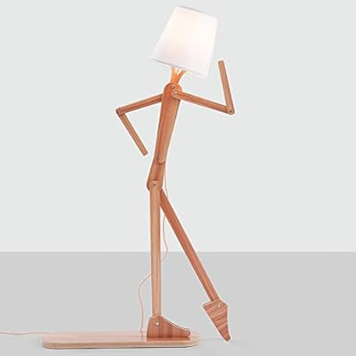 HROOME Tall Floor Lamp for Living Room Bedroom Farmhouse - Artsy Cool Corner Reading Nightstand Light Wood Creative Swing Arm Design for Kids/Boys/Girls, Office, Dorm - E26 Bulb Included (Ash-M)