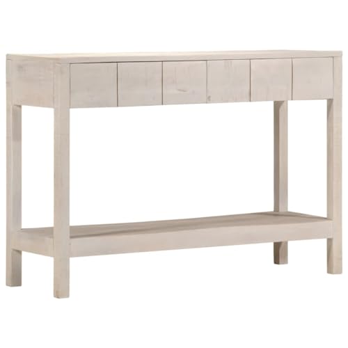 LAPOOH Mesa Consola Madera Maciza de Mango Blanco 110x35x75 cm, Mesa Entrada, Mesa Recibidor Estrecha, Mesa De Centro Salon, Mesa Auxiliar, Mueble Entrada - 4009375
