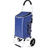Multi-Function Shopping Trolleys,Kitchen Storage Utility-Carts Small Cart Small Pull Pull Cargo Trailer Home Portable Old Shopping Cart Folding Luggage Cart Elderly Walking Assist Carts,Blue,33*2/1240