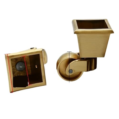 Roulette chaise bureau en cuivre pivotante à 360° pour meubles et armoires | Lot de 4