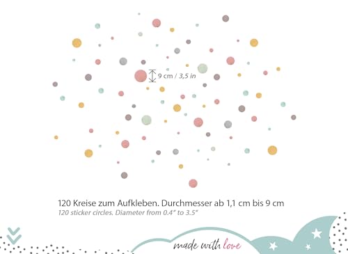 Little Deco 120 Punkte Wandtattoo für Kinderzimmer Wandsticker Kreise Pastell rot Mint grau Wandaufkleber Babyzimmer Wanddeko DL887-2