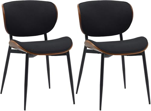 CLP Lot de 2 chaises visiteurs Enid avec Dossier et Rembourrage I Fauteuil avec revêtement en Similicuir ou en Tissu I Chaise de Salle à Manger Confortable,...
