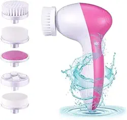 Escova facial de limpeza de rosto escova de limpeza à prova d'água novo estilo 2 velocidades com 5 cabeças de escova escova de beleza facial pincel de limpeza de rosto em uma linda caixa...