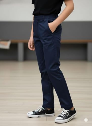 Image of A.T.U.N. (ALL THINGS UBER NICE) Boys Regular Fit Formal Chinos | Smart School & Occasion Wear Bottoms | Smooth, Comfortable & Tailored Look Pants
