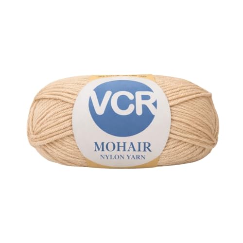 Image of VCR Mohair Nylon Cream Brown Yarn, 100 Grams Hank, 196 Meters Length, Acrylic 75%, Mohair Nylon 25%, Pack of 1 Yarn, Soft Crosia Threads, Suitable for Winter Garments.