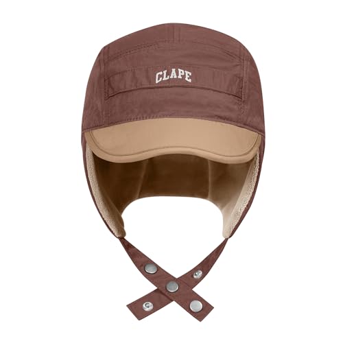 CLAPE Water Resistant Warm Winter Earflap Cap, Fleece Lined Cold Weather Hat with Short Brim & Adjustable Fit