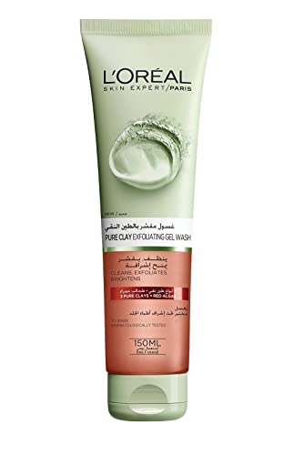 L'Oreal Paris Pure Clay Red Face Cleanser with Red Algae Exfoliates and Brightens, 150ml