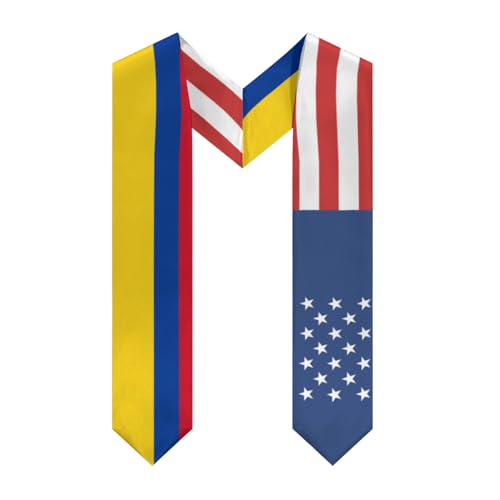 America Colombia Colombian Flag Graduation Stole Sash Shawl for Men Women Thickened V-Neck Scarf for International Students Teachers Study Aboard Graduate Gift 72 inches Unisex