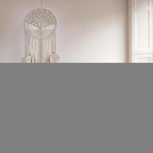 Macramé de pared elegante con plumas tejidas para salones selectos 6