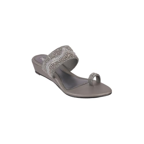 Image of Metro Women Synthetic Embellished Ethnic Wedge Party Sandal
