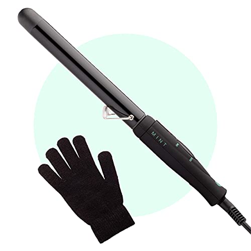 Professional Series Curling Wand 1 Inch Clamp-Free Iron | Extra-Long 2-Heater Ceramic Barrel That Stays Hot. Hair Curler   Wave Former by MINT. Travel-Ready Dual Voltage.