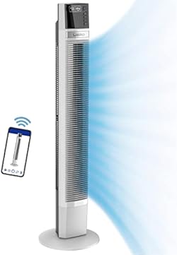 Lasko Works with Alexa Oscillating Tower Fan, Voice Controlled, 4 Quiet Speeds, Sleep Mode, Timer, Bedroom, Li