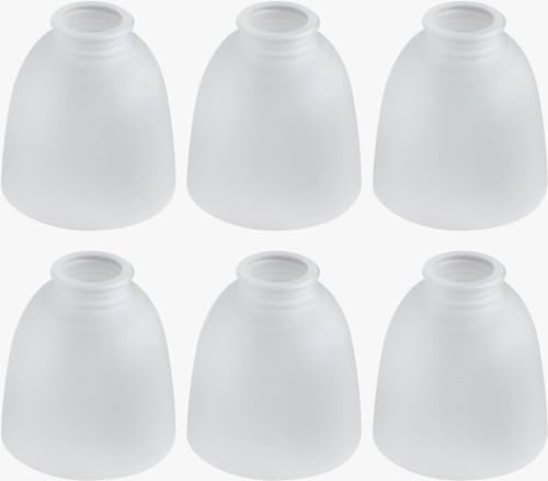 Image of Ceiling Fans Glass Shade Replacements, 6-Pack Lampshades Light Shade Covers White Frosted Glass for Chandelier, 4.92 inchHigh, 4.72 inchDiameter, 1.65 inchFitter, Bell Shaped Shade Globes