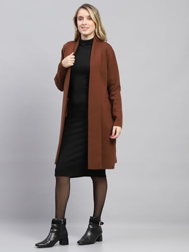 Image of Monte Carlo Womens Regular Fit Full Sleeve Front Open Solid Winter Cardigan (Pack of 1)
