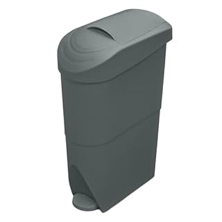 Slim Pedal-Operated Feminine Hygiene Bin, 20L Capacity – Space-Saving Nappy/Sanitary Bin for Narrow Bathrooms, Hands-Free Use, Grey