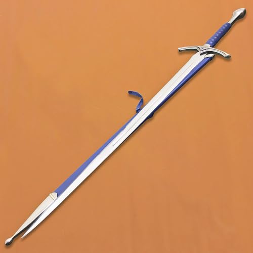 Medieval Fantasy Sword Glam-dring Replica Silver Blade with Blue Handle Decorative Display Sword