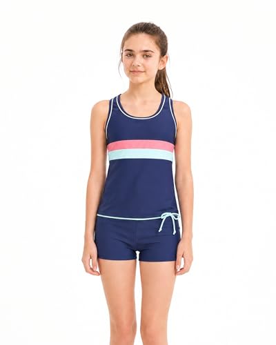 Image of Little Girls' Summer Swimwear Two Piece Boyshort Tankini Kids Swimsuit
