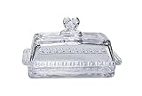 Butterdose aus Glas, Butterdose mit Deckel und griffigem Griff, rechteckig, transparent, mit...