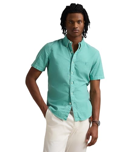 Image of POLO RALPH LAUREN Men's Classic Fit Garment-Dyed Oxford Shirt Deep Seafoam Small
