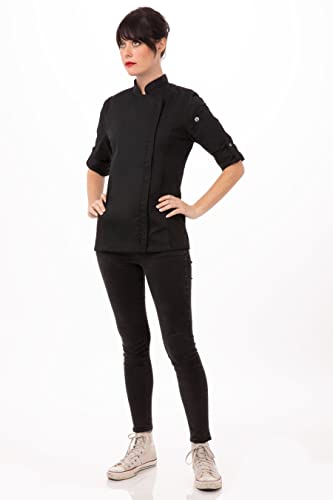 Chef Works Women's Hartford Chef Coat, Black, Large #TOP3