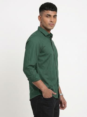 Image of DOXIC Men's Cotton Shirt with Spread Collar Neck Full Sleeves Classic Style Solid Pattern Regular Fit and Standard Length | Formal & Casual Wear Shirts
