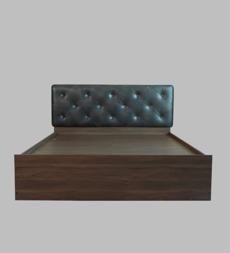 Image of Mintwud Pepperfry Engineered Wood Queen Size Bed with Box Storage | Wooden Double Bed Cot Palang Furniture with Headboard for Home, Bedroom Living Room and Hotel (Walnut Finish)