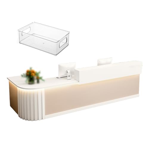 L字型受付テーブル L字型 収納付き、グロメット穴付き、棚付き受付デスク、収納引き出し付き、美容院、衣料品店用(B,RIGHT_160X60X100CM)