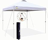 CROWN SHADES 10x10 Pop up Canopy Outside Canopy, Patented One Push Tent Canopy with Wheeled Carry Bag, Bonus 8 Stakes and 4 Ropes, White