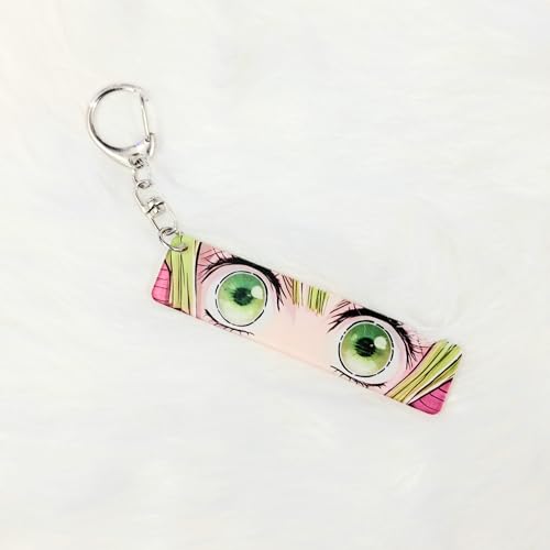 Image of Dem-on Slayer Anime Acrylic Glowing Eyes Keychain | Luminous Eye Glow Key Ring | Premium Otaku Accessory for Bags, Bikes, Cars, Backpacks & Key Holder