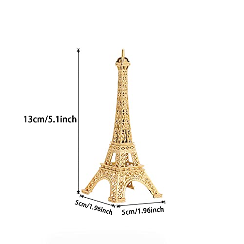 Mini figura Torre Eiffel de metal dorado para decoración miniatura 2