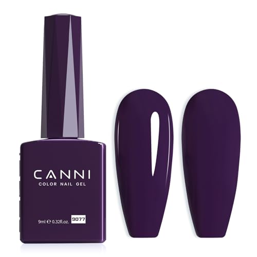 CANNI Dark Purple Gel Nail Polish, 1Pcs Purple Gel Polish Lavender Color High Gloss Soak Off U V Nail Manicure Salon DIY