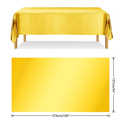 ELECLAND Plastic Gold Tablecloth - Metallic Gold 54 x 108 Inch Rectangle Foil Tablecloth for Wedding, Baby Shower, Birthday Party Decoration