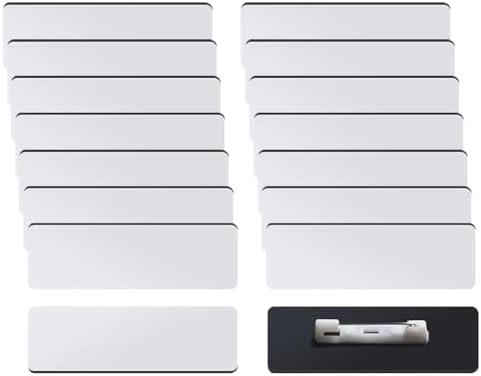 Reusable Id Tags 16 Pcs Sublimation Blank Name Tags Small Plastic Badge Blanks Plain ID ...